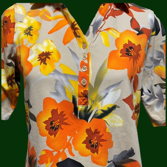 Susan Graver Retro Floral Top! Medium - Picture 2 of 5